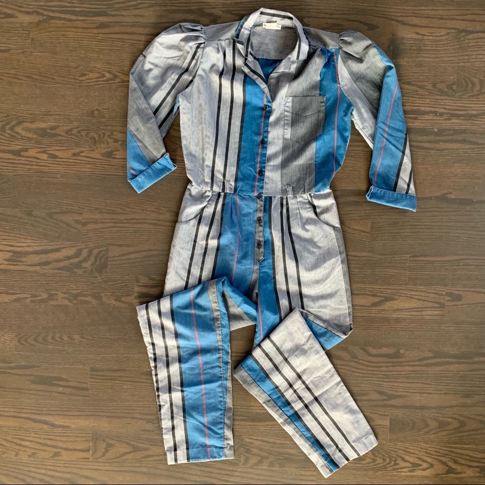 Annie Rose Vintage Stripped Jumpsuit/ Jumper - Picture 4 of 5